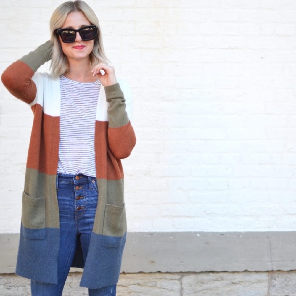 Madewell Rainbow Stripe Kent Cardigan